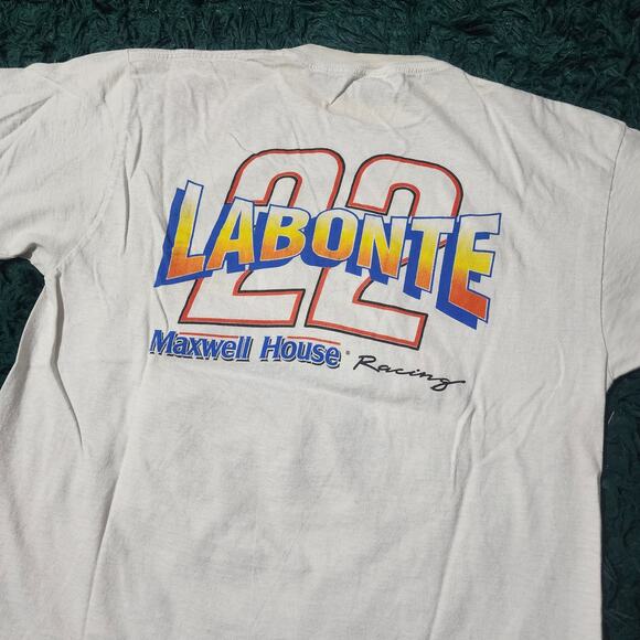 Vintage Labonte 22 Maxwell House NASCAR Tee 90s Racing Graphic Shirt XL - Picture 7 of 7